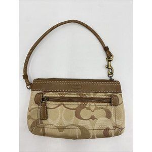 COACH WRISTLET SIGNATURE LOGO KHAKI BROWN PRE-OWNED GOOD CONDITION